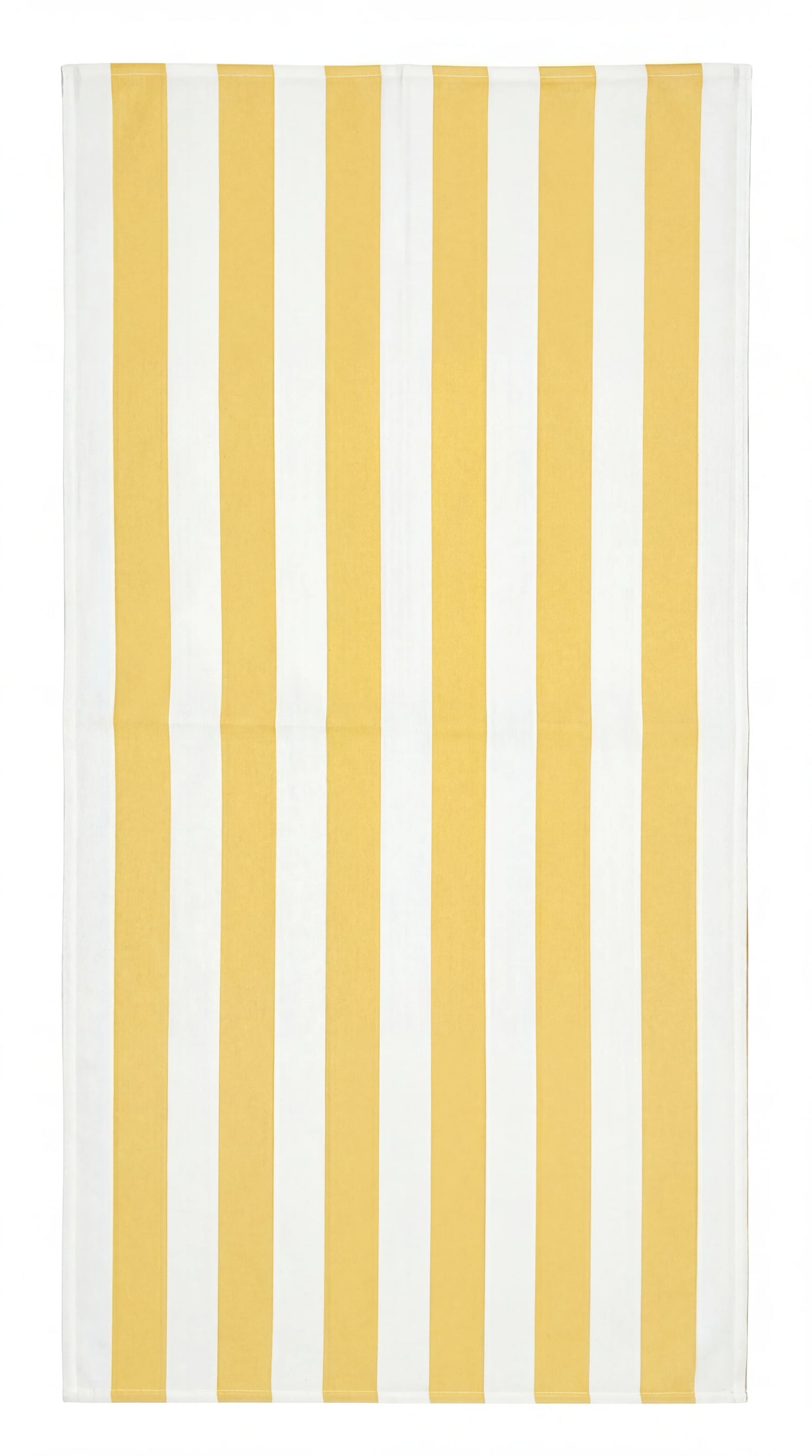 Towel with yellow and white vertical stripes on a white background