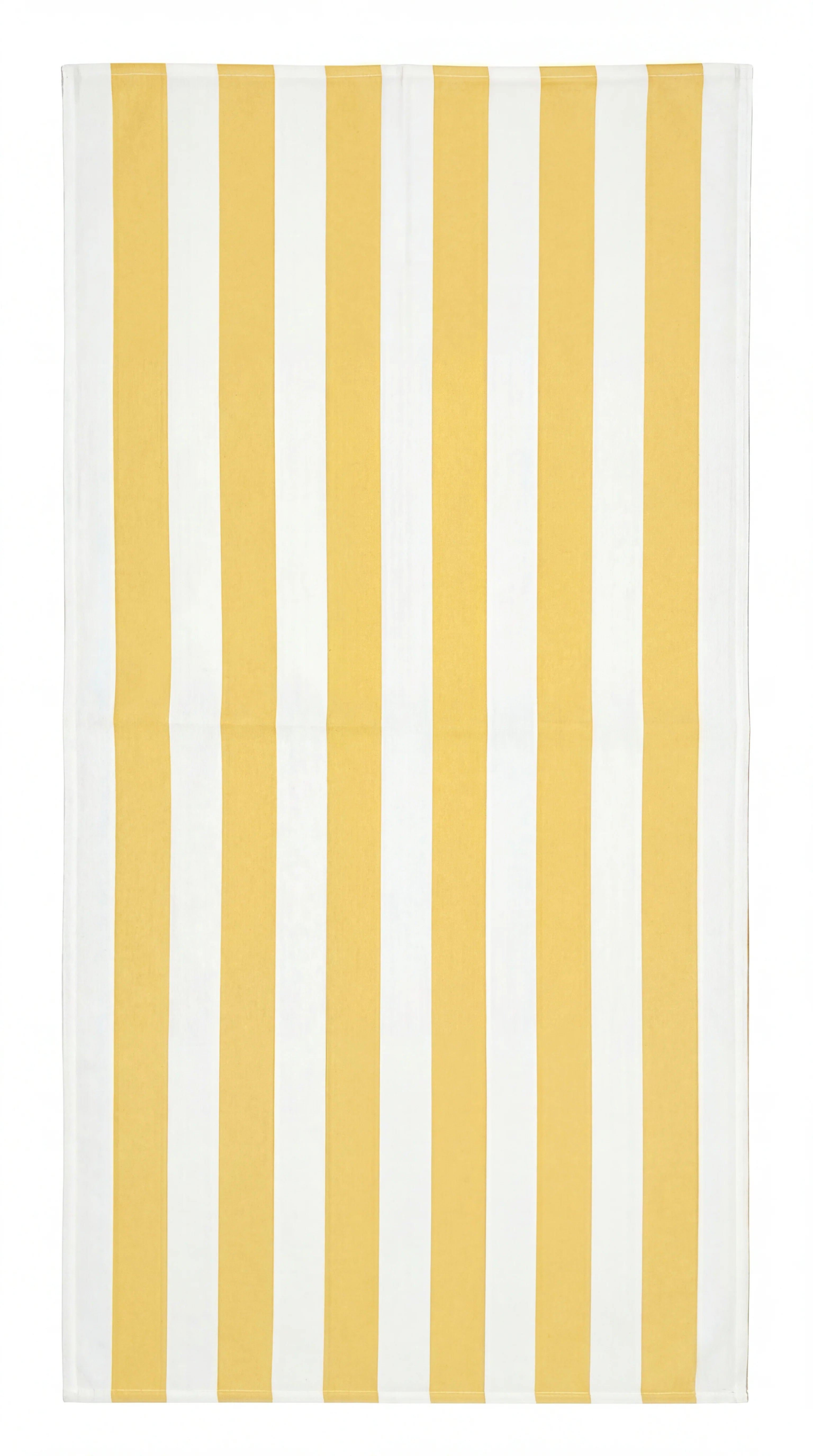 Towel with yellow and white vertical stripes on a white background