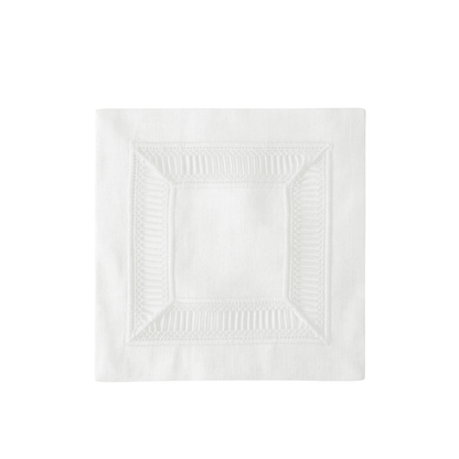 Classic Border Pure Linen Coaster, featuring a stitched cut-work border, perfect for elevating table settings. Ideal for special occasions, sold in packs of four.