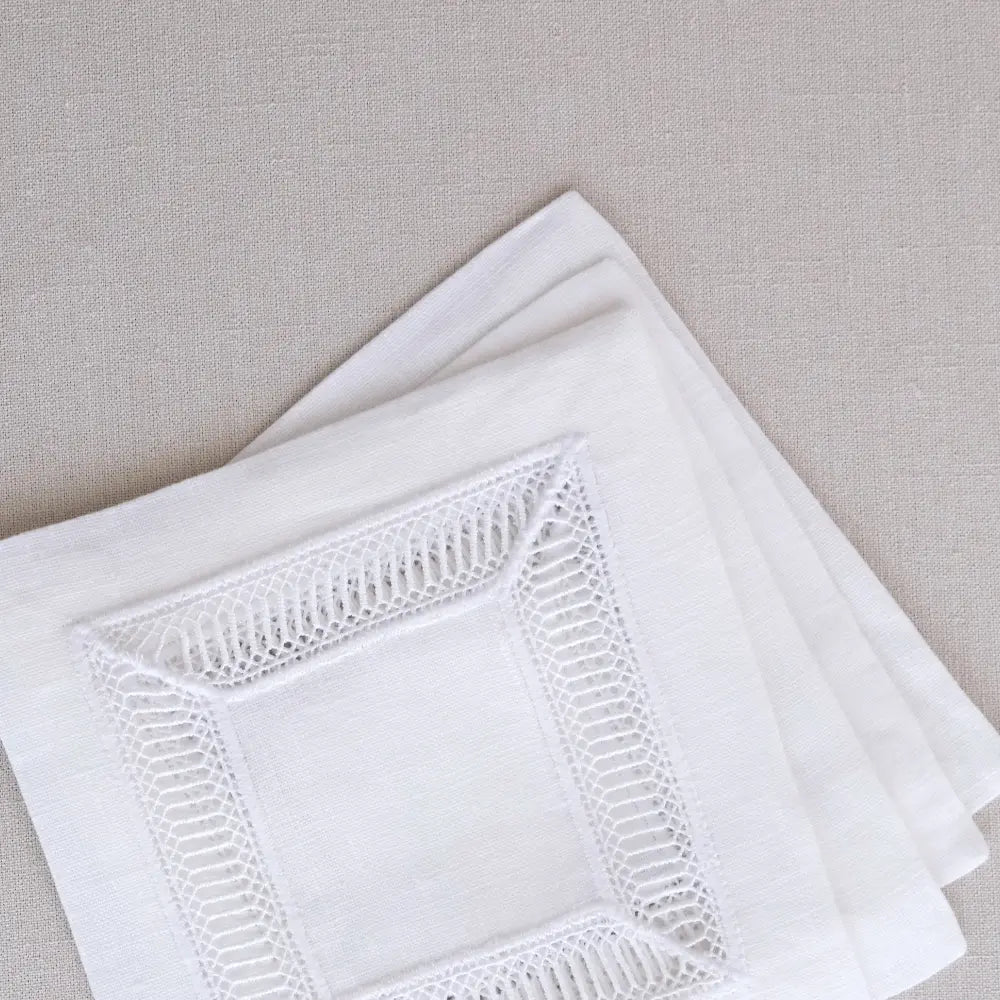 Classic Border Pure Linen Coaster- 4 per pack
