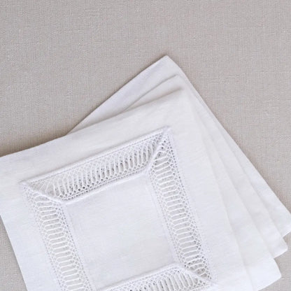 Classic Border Pure Linen Coaster- 4 per pack