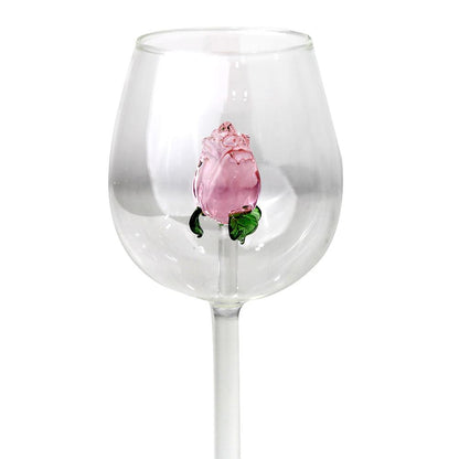 Clear glass with a rose charm inside, perfect for events and themed parties.