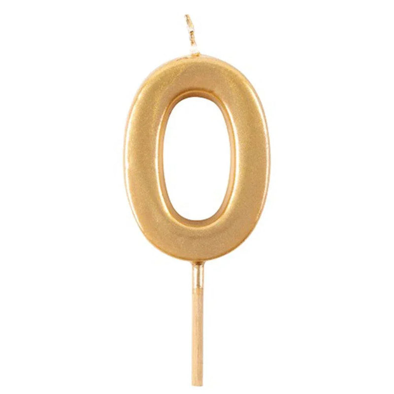 Gold Candle Birthday Number 0