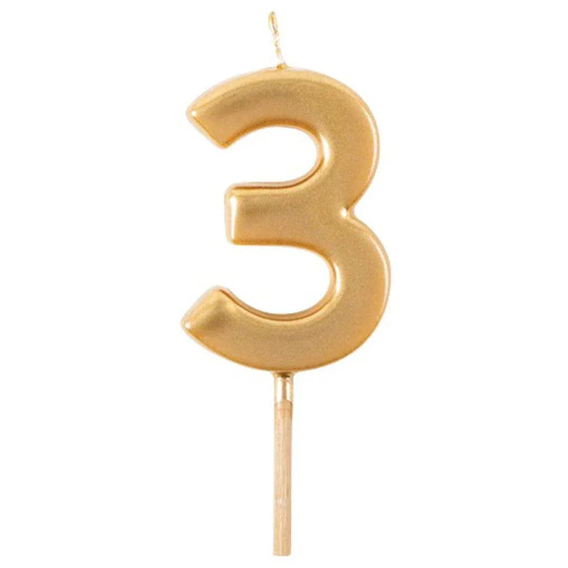 Gold Candle Birthday Number 3