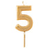 Gold number candle on a stick, perfect for a birthday celebration.