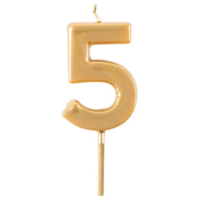 Gold Candle Birthday Number 5