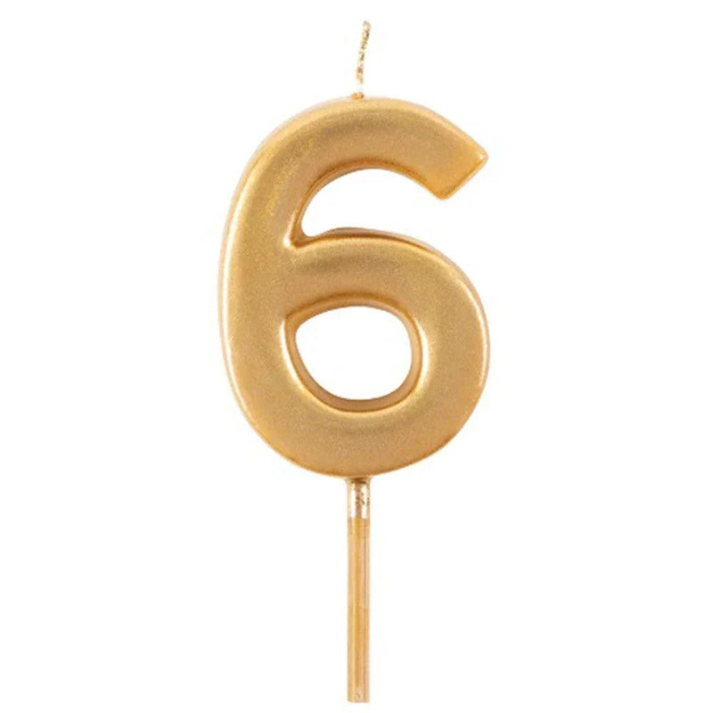 Gold Candle Birthday Number 6