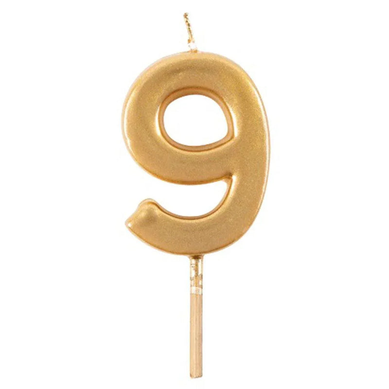 Gold Candle Birthday Number 9