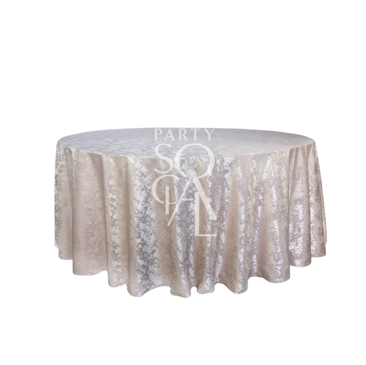 ROUND TABLECLOTH JACQUARD drapes elegantly over a round table, showcasing intricate jacquard weaving, ideal for enhancing special occasion settings.