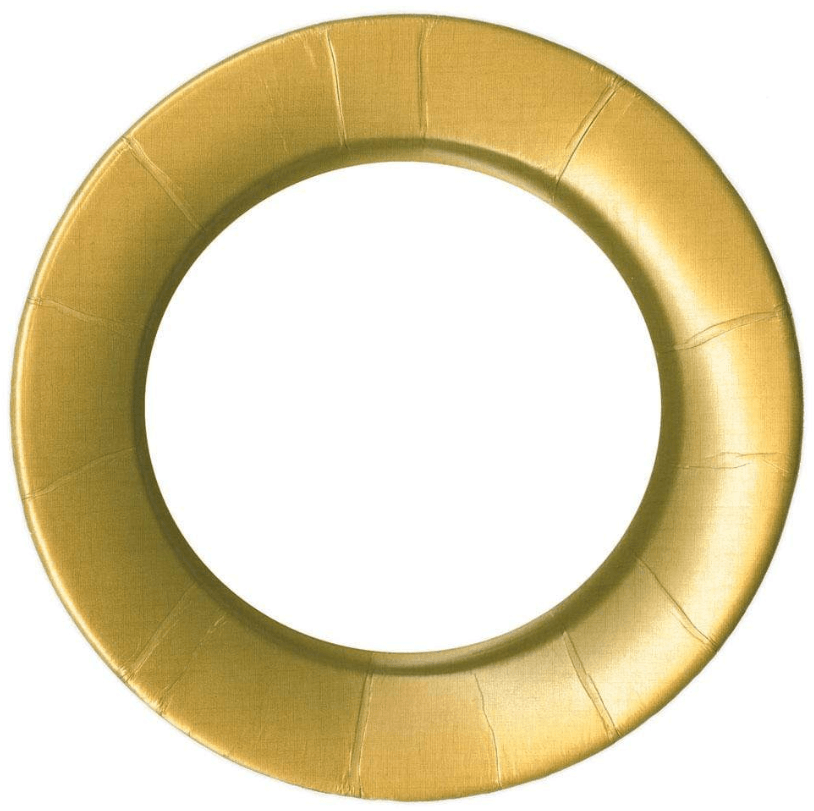 Linen Border Paper Dinner Plates - 8 Per Package: Elegant gold circle frame for a sophisticated table setting.