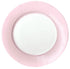 Linen Border Paper Salad & Dessert Plates - 8 Per Package: Elegant pink and white plates with a stylish design, perfect for any occasion.