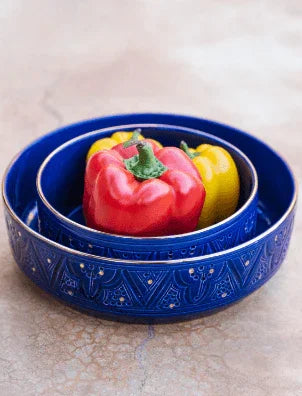 Marrakesh Engraved Ceramic Salad Bowl
