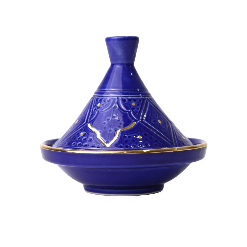Marrakesh Small Tajine Ceramic Plate with gold trim, ideal for serving dishes at events and parties. Elegant design from Party Social.
