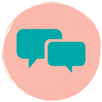 Message icon featuring blue and pink speech bubbles, used for custom user messages. Perfect for enhancing communication at parties and events.