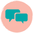 Message icon featuring blue and pink speech bubbles, used for custom user messages. Perfect for enhancing communication at parties and events.