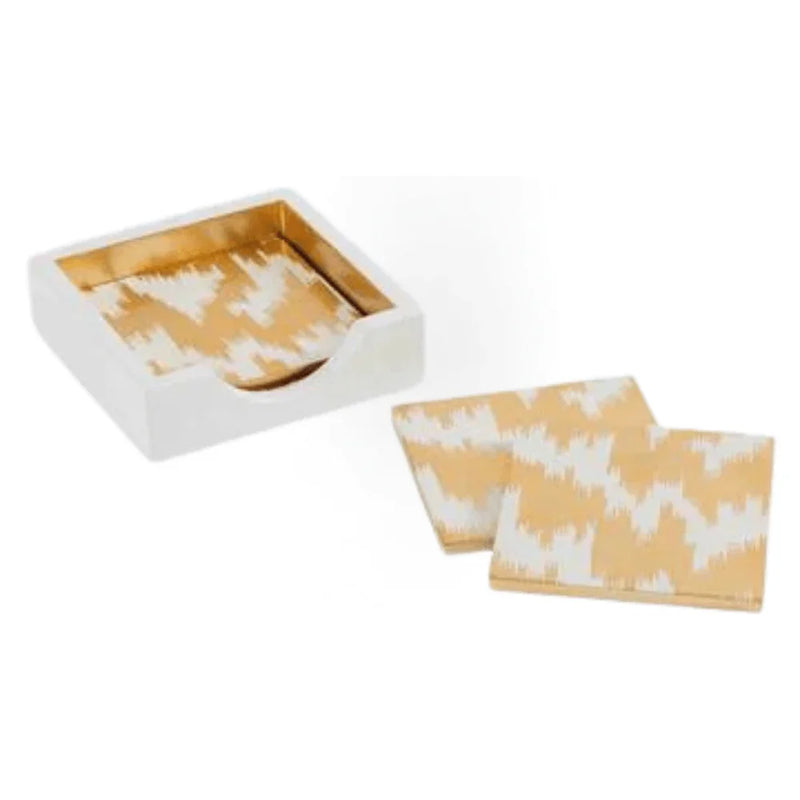 Modern Moiré Square Lacquer Coaster in Holder - Set of 4
