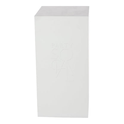 Square white podiums, lightweight and durable, ideal for weddings and birthdays. Featured as a rectangular design with text, perfect for event displays.