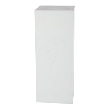 Square white podiums, lightweight and durable, ideal for wedding and birthday events, perfect for enhancing party setups.