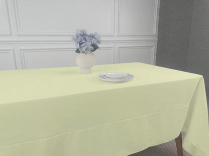 Polycotton Tablecloth with vase of flowers on a table
