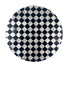 Round Shell Patterned Placemat in Black & White Color, 1 each, featuring a chic checkered design. Durable and eco-friendly, perfect for enhancing any table setup.