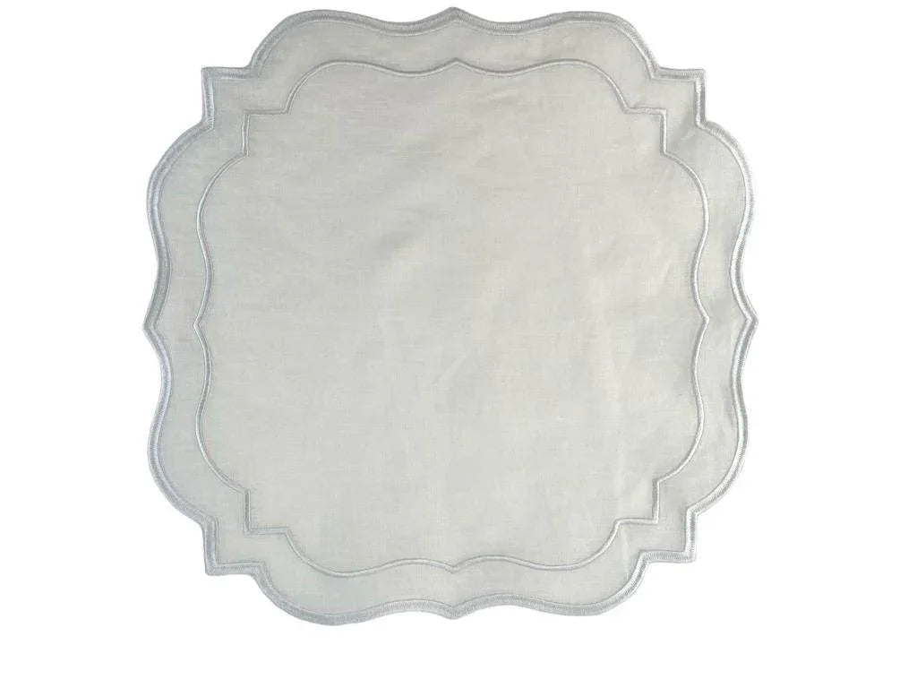 Scalloped Linen Napkins - 4 per pack, featuring double-stitched scalloped edges, ideal for elegant table settings at weddings or special occasions.