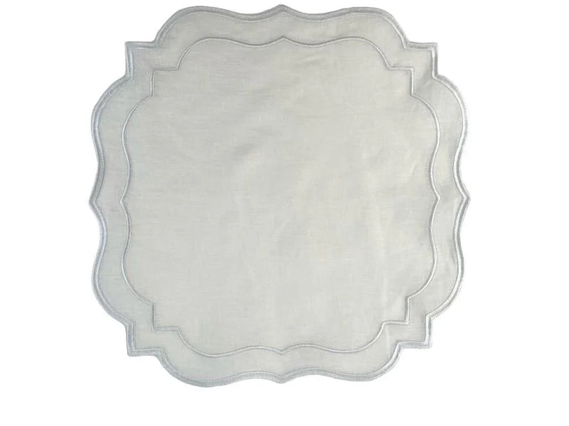 Off White Scalloped Linen Napkins - 4 per pack