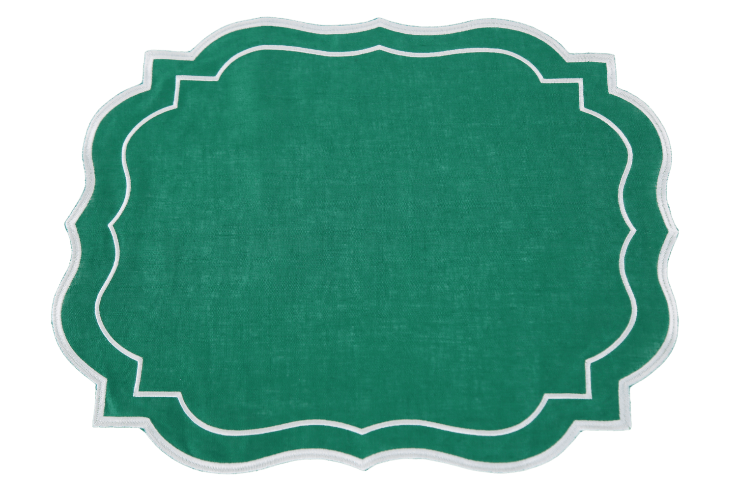 Scalloped linen placemat with elegant trim - set of 4