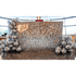 Silver Sequin Wall Balloon Backdrop with LED Neon Sign, featuring silver balloon decorations; ideal for elegant events like weddings and parties.