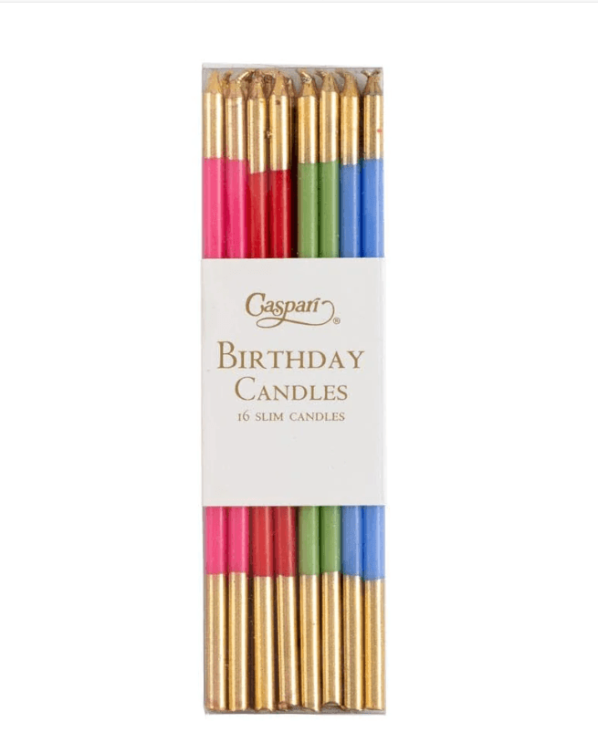 Slim Birthday Candles - 16 candles in a box, perfect for adding elegant and whimsical flair to cakes and cupcakes for birthdays and special occasions.