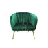 ROYAL GREEN VELVET SINGLE SEATER: A modern green chair with gold-finish legs, ideal for lounge seating at events and parties.