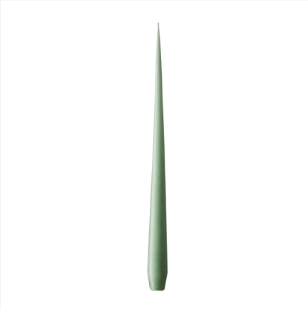 Tapered smokeless and dripless candles, 42cm, in a long pointed shape with a pointy tip.
