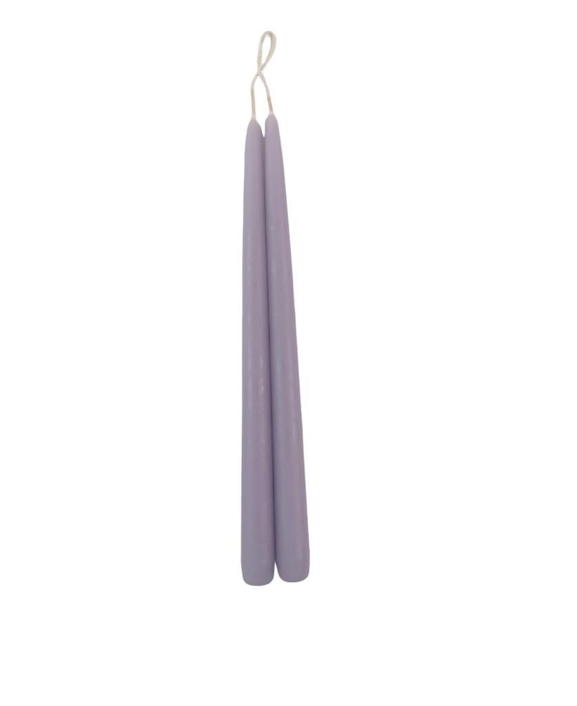Tapered Smokeless Candles, 30cm, create a warm ambience with elegant purple candles. Handcrafted in Belgium to the highest standards. Sold in sets of 2.