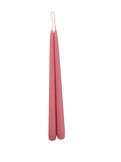 Tapered Smokeless Candles, 30cm, in pink. Artisan-made in Belgium for an elegant ambience. Set of 2 candles for any occasion.