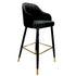 VELVET STOOL BLACK with sleek gold legs, ideal for weddings and corporate events, available at Party Social for stylish seating solutions.