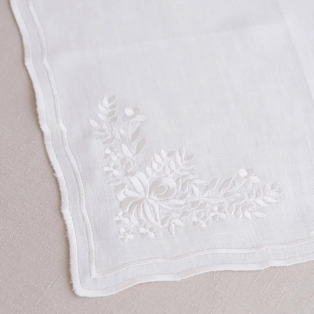 White Vintage Pure Linen Coaster- 4 per pack