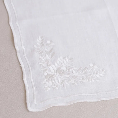 White Vintage Pure Linen Coaster- 4 per pack