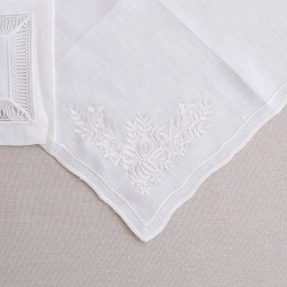White Vintage Pure Linen Dinner Napkin - Set of 4