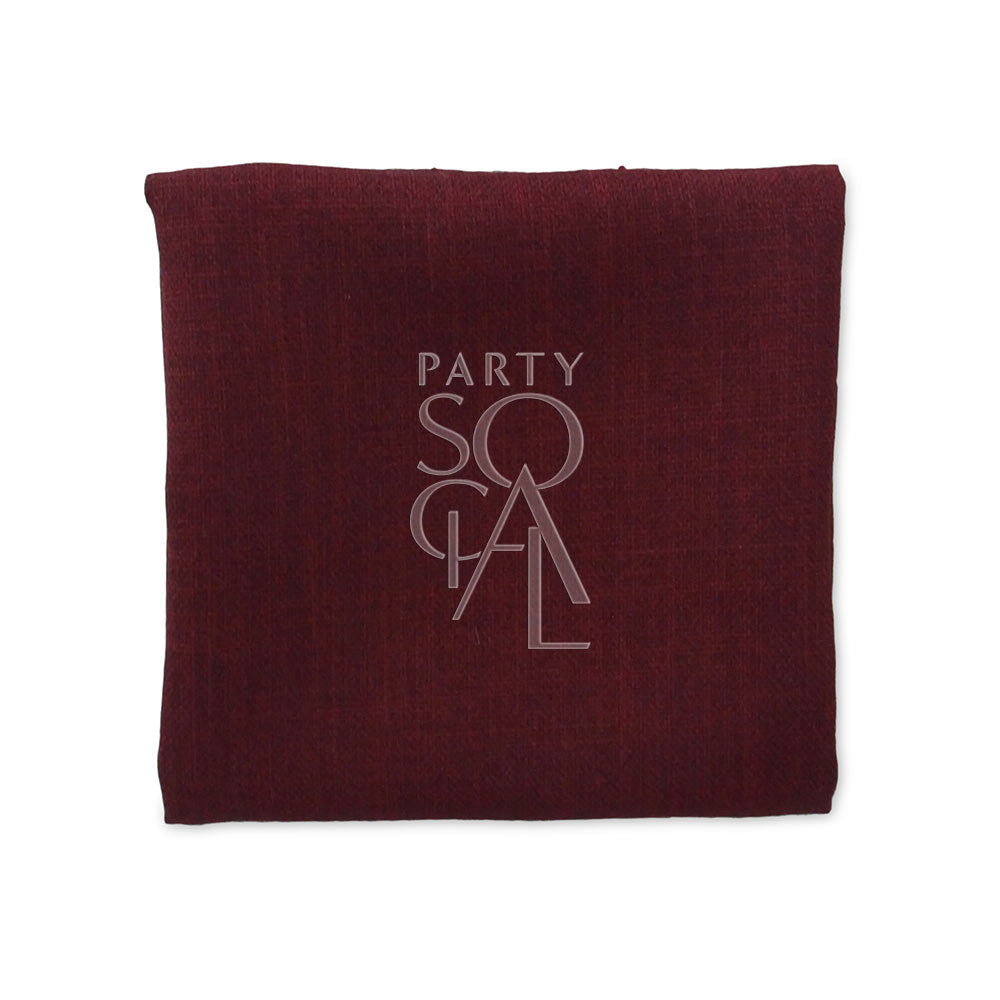 A red linen blend napkin, perfect for events. Elevate your table setting with this premium napkin from Party Social. Dimensions: 25cm x 25cm. Starting at 48 AED. Napkins from Party Social Dubai.