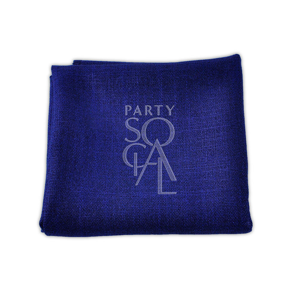 NAPKIN LINEN BLEND: Blue napkin, close-up detail, ideal for events. Premium quality, versatile sizes: Cocktail (25cm L x 25cm W), Dinner (50cm L x 50cm W). From 48 AED. Napkins from Party Social Dubai.
