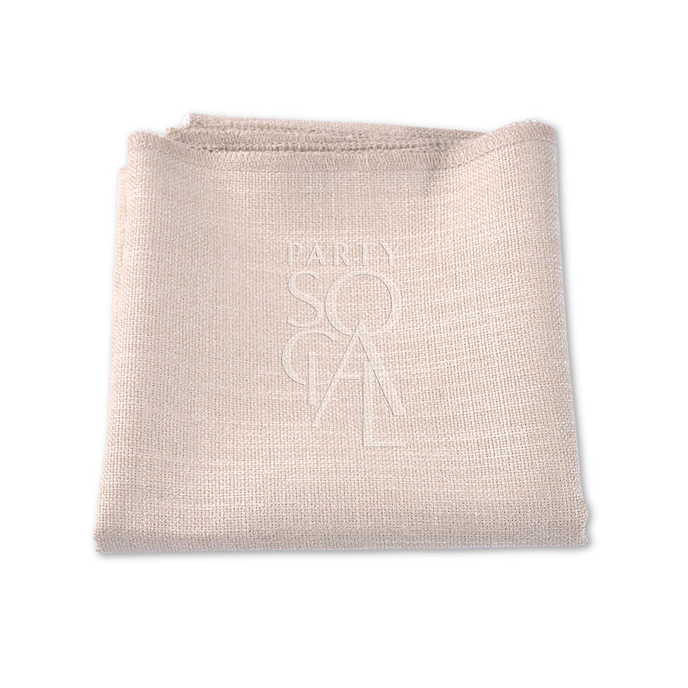 A folded linen blend napkin, ideal for events. Elevate your table setting with premium napkins in various colors. Perfect for weddings, dinners, and special occasions. Dimensions: 50cm L x 50cm W. Napkins from Party Social Dubai.