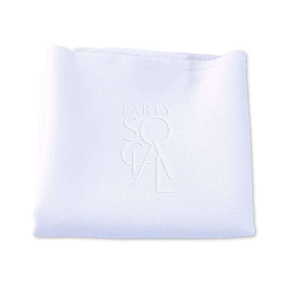 A folded premium linen blend napkin, ideal for events and dinners. Available in various colors, sizes include Cocktail (25cm) and Dinner (50cm). From Party Social. Napkins from Party Social Dubai.