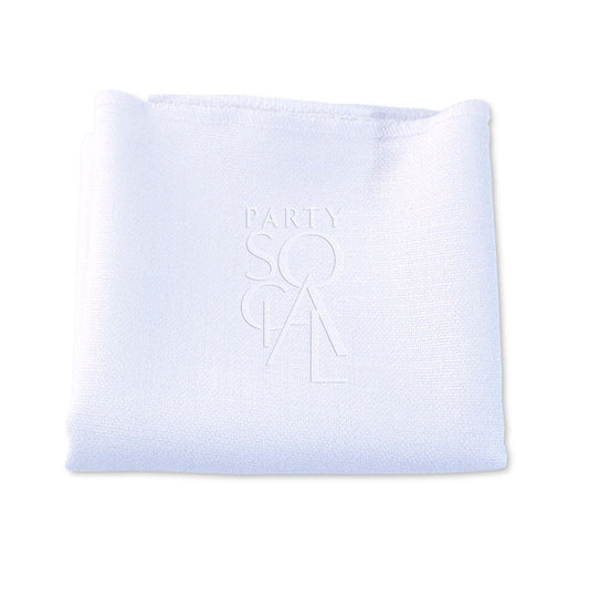 A folded premium linen blend napkin, ideal for events and dinners. Available in various colors, sizes include Cocktail (25cm) and Dinner (50cm). From Party Social. Napkins from Party Social Dubai.