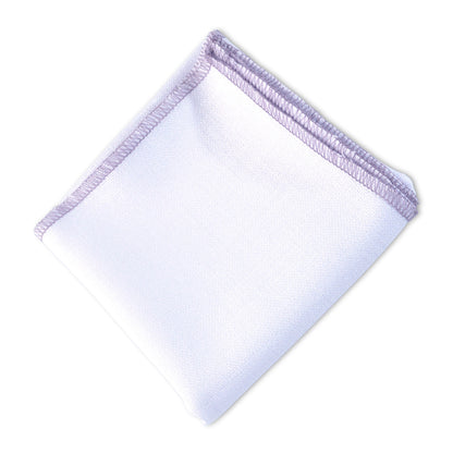 Premium linen blend napkin in white and purple, ideal for events and dining. Elevate your table setting with quality napkins from Party Social. Dimensions: Cocktail 25cm x 25cm, Dinner 50cm x 50cm. Napkins from Party Social Dubai.