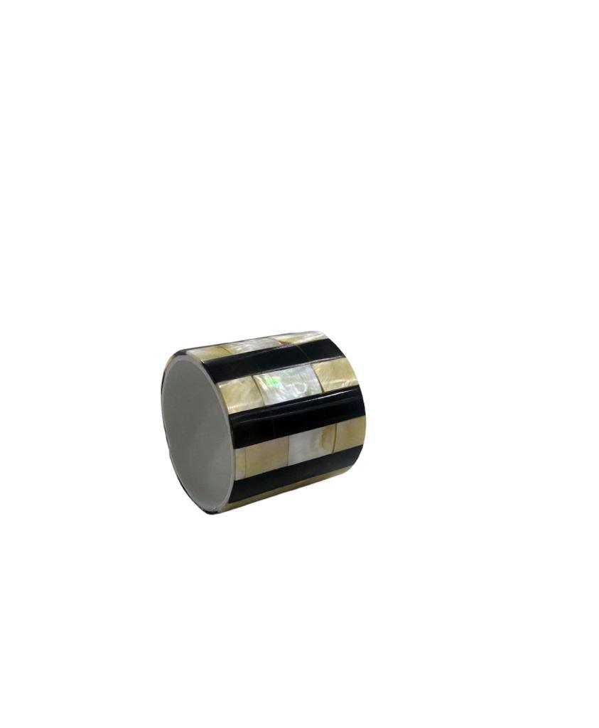 Black Stripe Napkin Ring - a stylish and durable accessory for your dining experience.