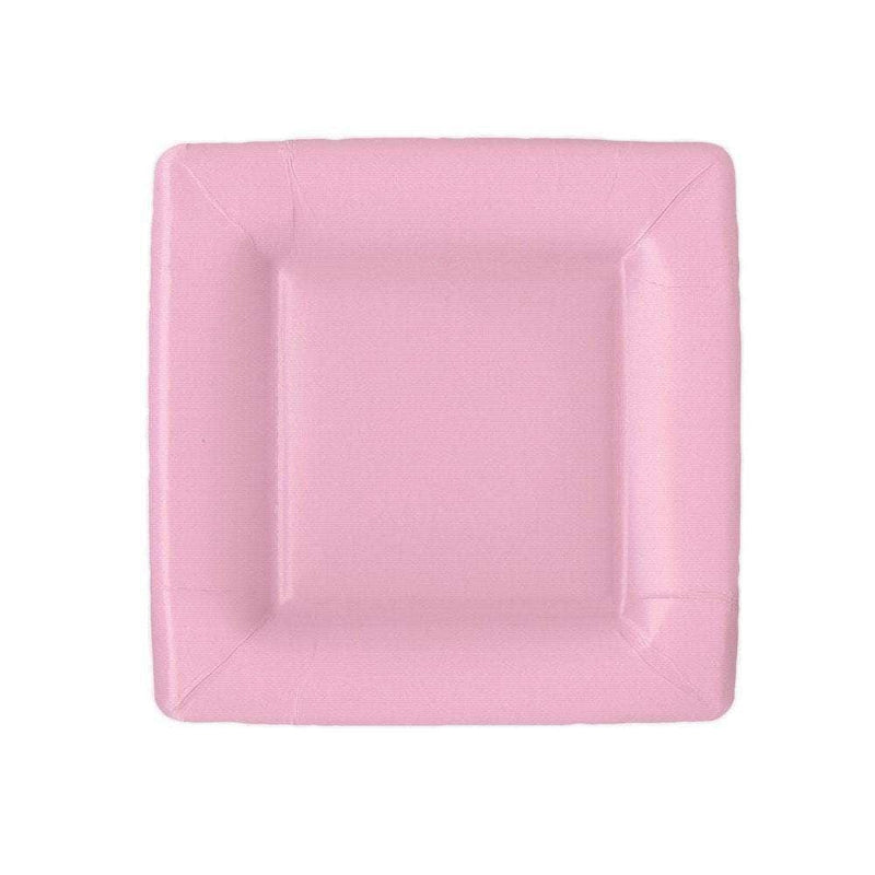 Grosgrain Square Paper Salad & Dessert Plates in Light Pink - 8 Per Package