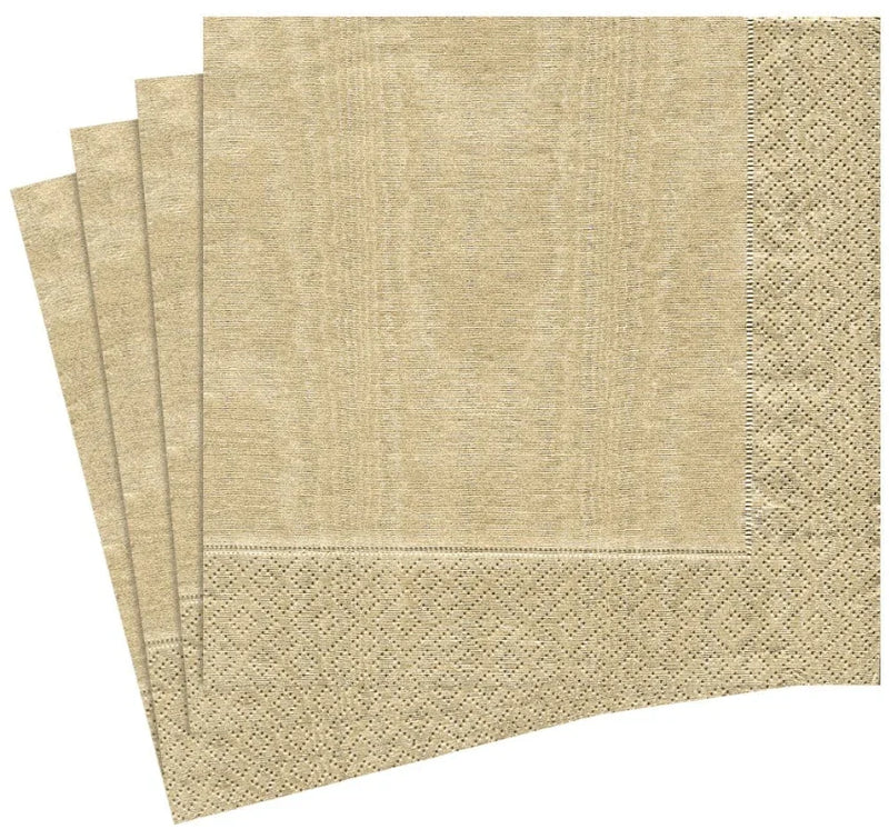 Moiré Paper Dinner Napkins in Gold - 20 Per Package