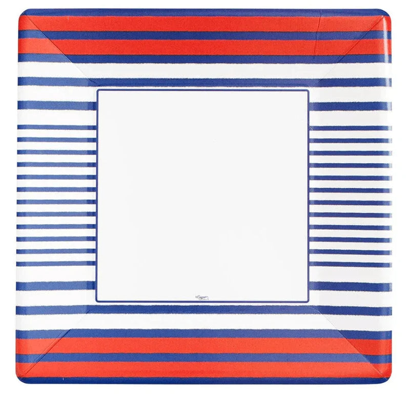 Red and Blue Stripes Dinner Plates-8 Per Package