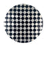 A durable, environmentally friendly placemat with a chic black and white checkered pattern, perfect for any meal.