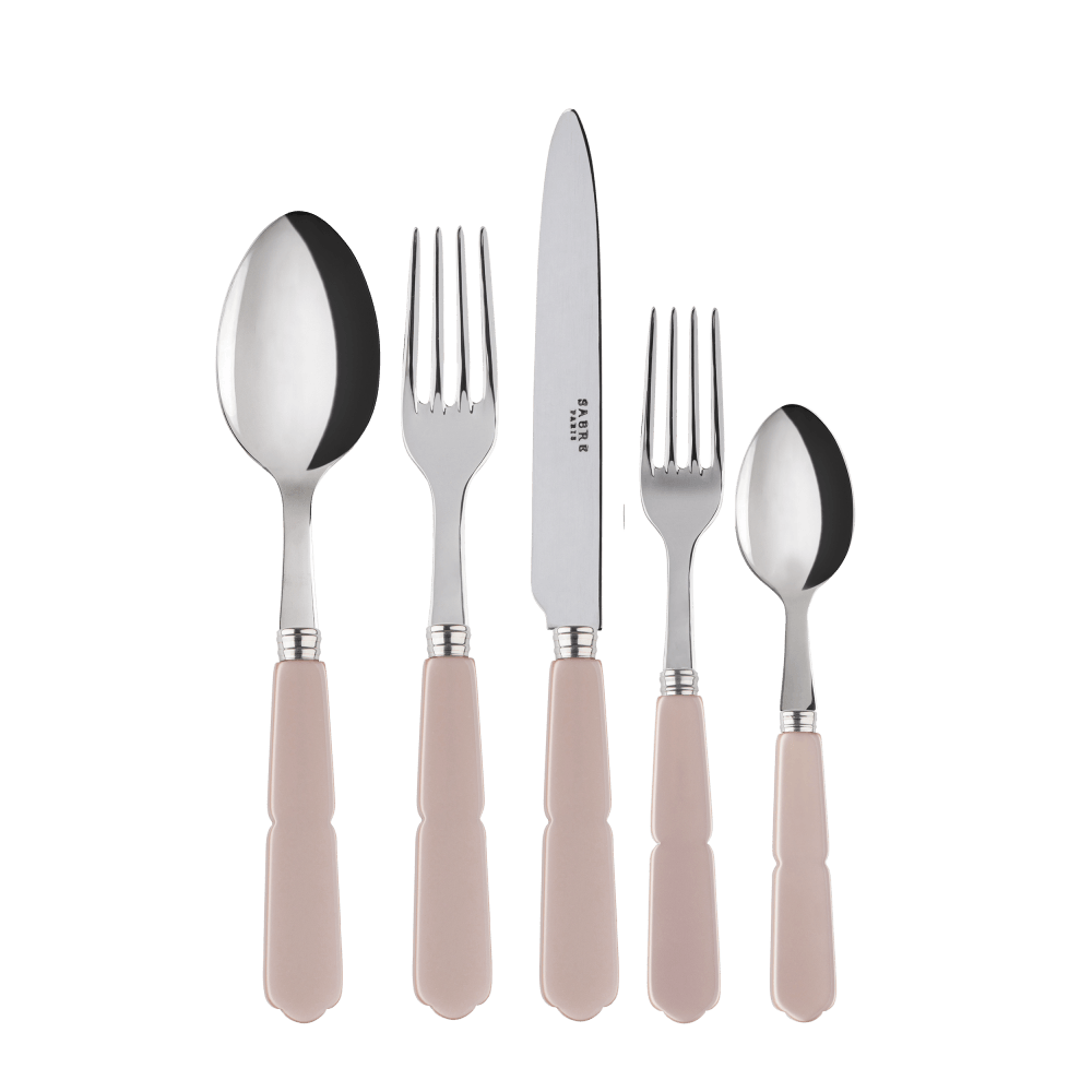 A stylish set of 5 Sabre cutlery, including a spoon, fork, and knife, perfect for any table setup.