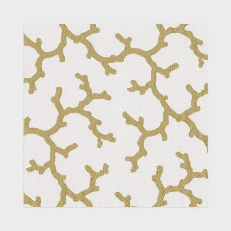 The Coral Sea Paper Luncheon Napkins in Gold - 20 Per Package